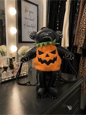 TRICKZ N’ TREATZ Jack O’ Tormented Teddy Halloween Backpack NWT